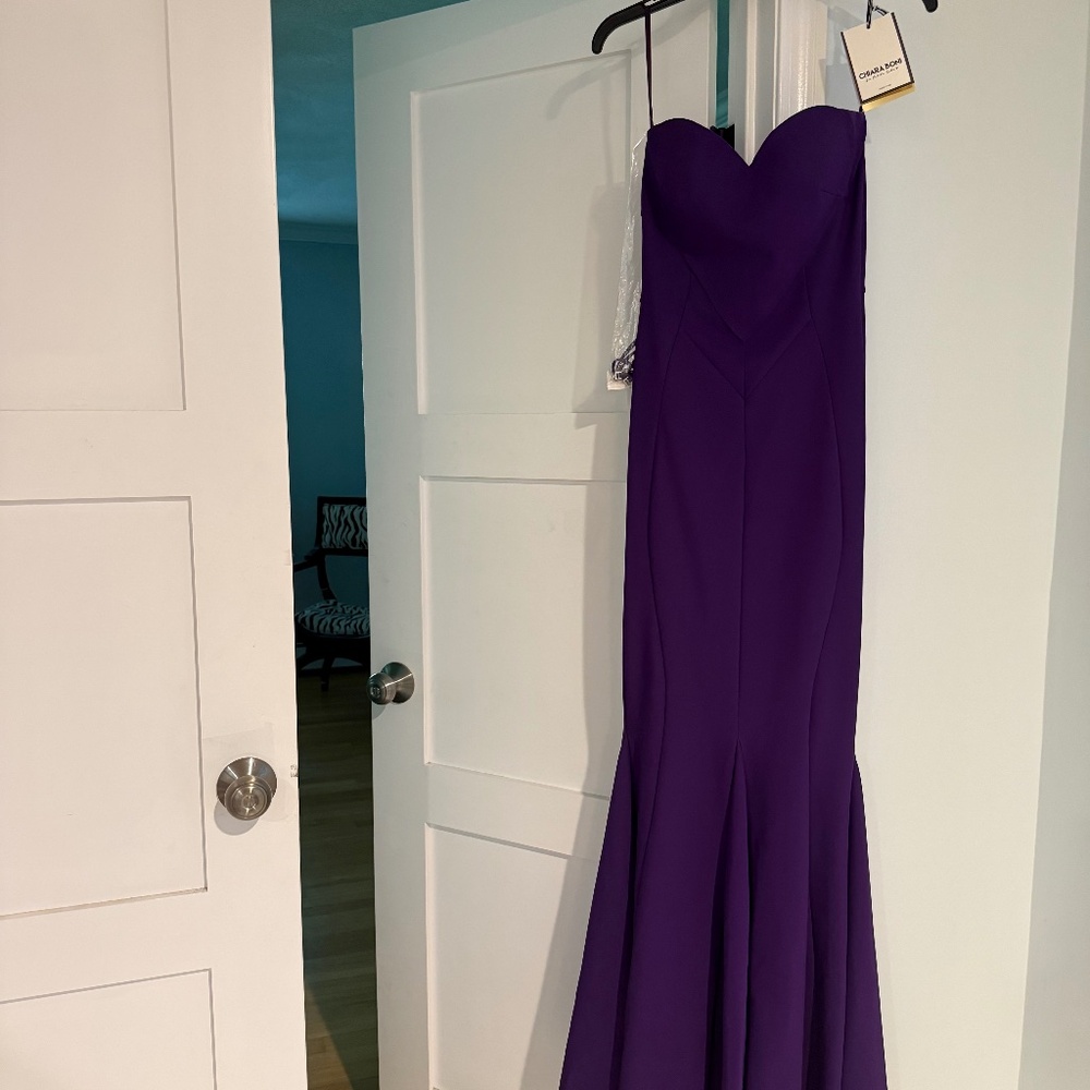 Dark purple Chiara Boni La Petite robe strapless gown